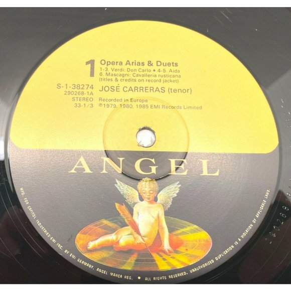 Jose Carreras Opera Arias and Duets Vinyl LP EMI Angel Don Carlos Pagliacci Aida - Picture 2 of 5